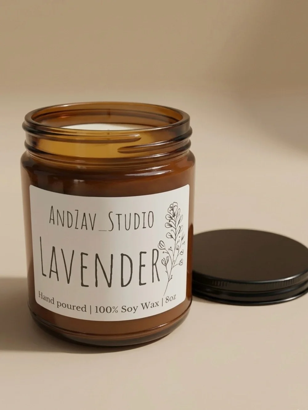 Pack of 2 Handmade Candles, Lavender Soy Wax & Smoked Oud Soy Wax - Amber Jar.